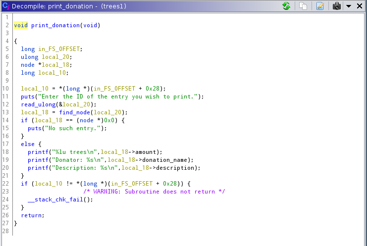 Print function in Ghidra